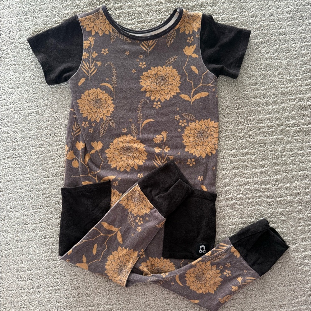 Floral Rags Romper - Dark Gray